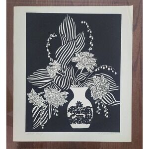 C.S. Shawver Beautiful Artist Proof White Floral Black Background Art Print